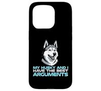 Carcasa para iPhone 15 Pro Mi Husky y yo Tenemos los Mejores argumentos dueño de Perro