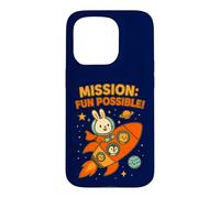 Carcasa para iPhone 15 Pro Misión Divertida Posible: Lindo Conejito Astronauta y tripulación Espacial