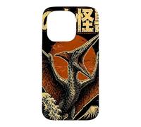 Carcasa para iPhone 15 Pro Monstruo Cielo Volando Kaiju Pterosaurio sobre Ola Japonés Retro