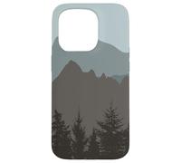 Carcasa para iPhone 15 Pro Mountains Peaks Abstract Outdoor Nature Landscape Gray Blue