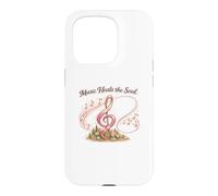 Carcasa para iPhone 15 Pro Music Heals The Soul de Mujer con cáncer con Cinta Rosa