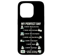 Carcasa para iPhone 15 Pro My Day Cat Schedule, Divertida Vida Felina para Amantes de los Gatos