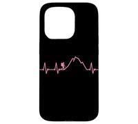 Carcasa para iPhone 15 Pro Niñas Mujeres Senderismo ECG Heartbeat Pulse Line Trekking Lover