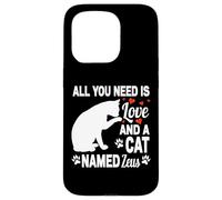 Carcasa para iPhone 15 Pro Nombre de Gato Personalizado Zeus Lindo Gatito Amante de Las Mascotas