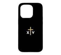 Carcasa para iPhone 15 Pro Número Romano del Papa León XIV con Cruz Delgada Jesús