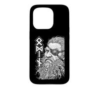 Carcasa para iPhone 15 Pro Odin Viking Warrior God Runes Ravens Mitología nórdica