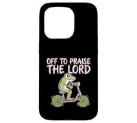 Carcasa para iPhone 15 Pro Off To Praise The Lord Frog Meme Funny Christian Faith Jesus
