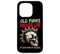 Carcasa para iPhone 15 Pro Old Punks Never Die Skull Punk Rock Música Heavy Metal Retro