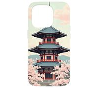 Carcasa para iPhone 15 Pro Pagoda Japonesa Flor de Cerezo Primavera Paisaje Diseño