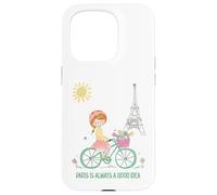 Carcasa para iPhone 15 Pro París es Siempre una Buena Idea Linda Chica en Bicicleta
