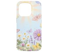 Carcasa para iPhone 15 Pro Pastel Sun Meadow Luna Moth and Butterfly