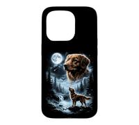 Carcasa para iPhone 15 Pro Pato de Nueva Escocia Tolling Retriever Aullando a la Luna 90