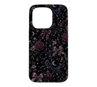Carcasa para iPhone 15 Pro Patrón de Luna botánica Vintage con diseño Floral, Estilo Bow Coquet