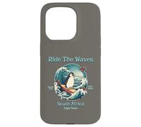 Carcasa para iPhone 15 Pro Penguin Surfing Waves Sudáfrica Cape Cod Surfs Up Diversión