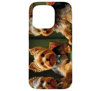 Carcasa para iPhone 15 Pro Perros Jugando Al Poker Yorkies Perro Yorkshire Terrier