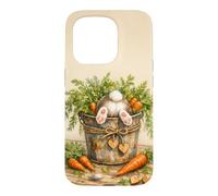Carcasa para iPhone 15 Pro Plantas Jardinero Botánico Floral Divertido Conejo Kawaii Zanahoria