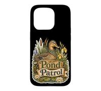 Carcasa para iPhone 15 Pro Pond Patrol Pato Entre Juncos Plantas de Estanque paseantes