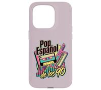 Carcasa para iPhone 15 Pro Pop Español de los 90 Retro Cassette Tape Keytar Español