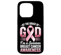 Carcasa para iPhone 15 Pro por la Gracia de Dios Soy un Sobreviviente Conciencia del Cáncer de Mama
