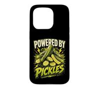 Carcasa para iPhone 15 Pro Powered by Pickles Funny Pickle Saying Humor Joke Gag