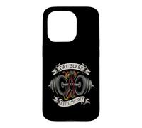 Carcasa para iPhone 15 Pro Powerlifting Eat Sleep Lift Heavy Gym Workout