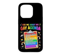Carcasa para iPhone 15 Pro Pregúntame sobre mi Agenda Gay Orgullo LGBT Divertido