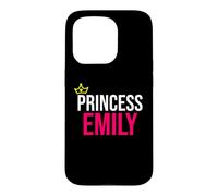 Carcasa para iPhone 15 Pro Princesa Emily Niñas Mujeres Rosa Blanco Negro Diseño