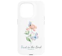 Carcasa para iPhone 15 Pro Proverbs 3:5 Trust in The Lord - Women Girls Floral (White)