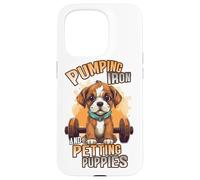 Carcasa para iPhone 15 Pro Pumping Iron and Petting Puppies Body Building