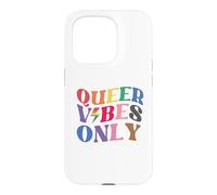 Carcasa para iPhone 15 Pro Queer Vibes Only Gay Pride Month LGBTQ Rainbow Pride Lesbian