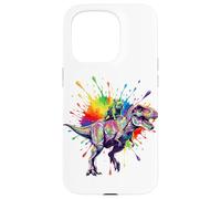 Carcasa para iPhone 15 Pro Rainbow T Rex French Bulldog Dinosaur
