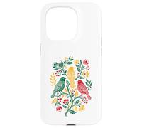 Carcasa para iPhone 15 Pro Rasta Reggae Roots Three Birds Jamaica Folk Art Floral