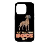Carcasa para iPhone 15 Pro Realmente Me Gustan los Perros Ok Amante de los Animales Lindo Gran Danés