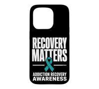 Carcasa para iPhone 15 Pro Recovery Matters Concientización sobre la adicción al Alcohol a Las Drogas Verde Azulado