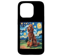 Carcasa para iPhone 15 Pro Red Poodle Dog Van Gogh Style Starry Night