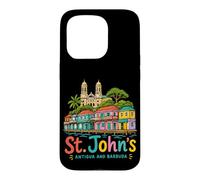 Carcasa para iPhone 15 Pro Regalo histórico de Viaje de St Johns Antigua y Barbuda Dibujado a Mano