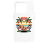 Carcasa para iPhone 15 Pro Relaxing Capybara, Sunset, Palm Tree, Summer capy Vacation