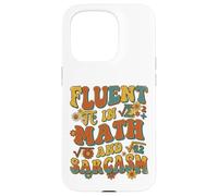 Carcasa para iPhone 15 Pro Retro Ondulado Fluido en matemáticas y Sarcasmo Groovy Flower Teacher