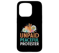 Carcasa para iPhone 15 Pro Retro Peace Sign Flowers Groovy Unpaid Peaceful Protester