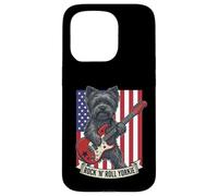 Carcasa para iPhone 15 Pro Rock N Roll Yorkie Dog Playing Guitar USA Flag Puppy