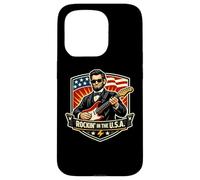 Carcasa para iPhone 15 Pro Rockin In The USA President Guitar Día de la Independencia Americana