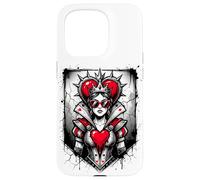 Carcasa para iPhone 15 Pro Rojo Reina de Corazones Corona Rebelde Gafas de Sol Poker Card Mujeres