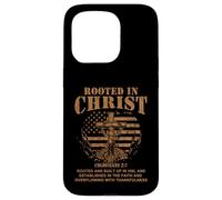 Carcasa para iPhone 15 Pro Rooted in Christ Shirt Christian Shirt for Men Cross Shirt