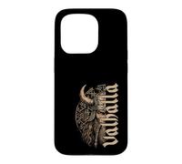 Carcasa para iPhone 15 Pro Runas nórdicas Vegvisir con Barba Trenzada de Guerrero Vikingo