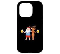Carcasa para iPhone 15 Pro Santa Claus and Reindeer Drinking Beer Ugly Christmas