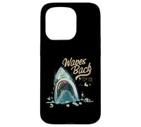 Carcasa para iPhone 15 Pro Shark Waves Back Ocean Surfing Playa Verano Divertido