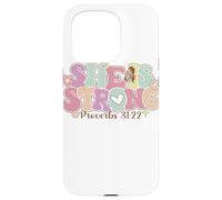 Carcasa para iPhone 15 Pro She Is Strong Proverbs 31:22 Gráfico Floral