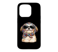 Carcasa para iPhone 15 Pro Shih Tzu Dog Granny Square Crochet Yarn Crochet Lover