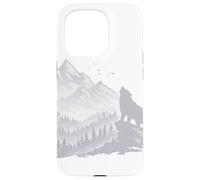 Carcasa para iPhone 15 Pro Silueta de Paisaje de Lobo