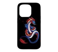 Carcasa para iPhone 15 Pro Símbolo de dragón con caligrafía mítica China con diseño de Tai chi